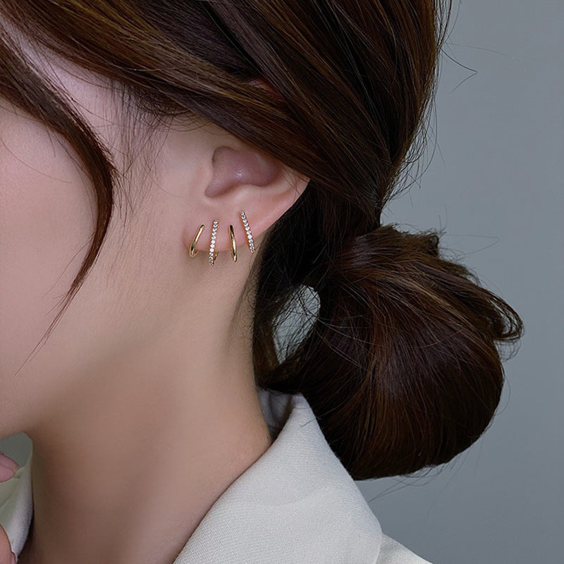 Boucles d'oreilles en argent S925 serties de zircons à quatre griffes