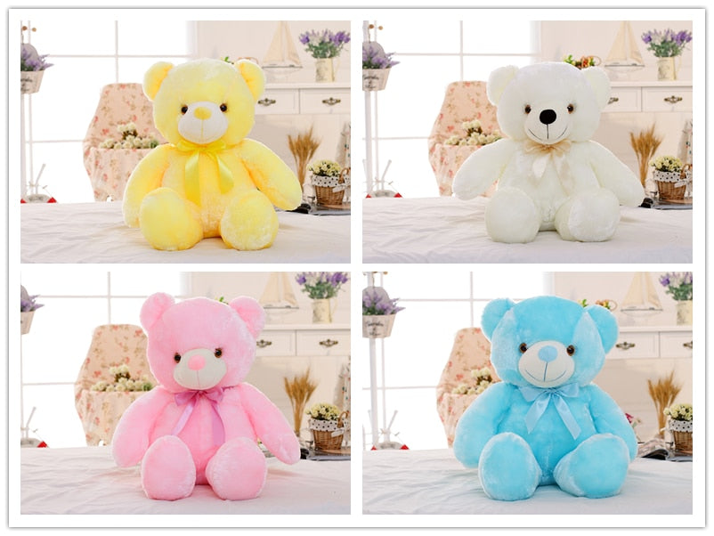 Ours en peluche lumineux à LED, jouet en peluche coloré et brillant, cadeau de Noël pour enfants, oreiller