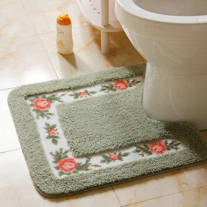 Shower Pad Mat Rug Bathroom Mats Set Coral Velvet Soft Toilet Carpet by eprolo