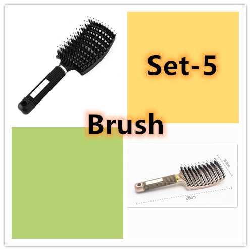 Cepillo para el cabello antinudos Brushy, desenredante para mujer, cerdas de nailon, masajeador de cuero cabelludo, peine para el cabello