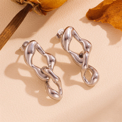 Boucles d'oreilles torsadées en acier inoxydable avec feuilles à pampilles européennes et américaines, ne décolorent pas