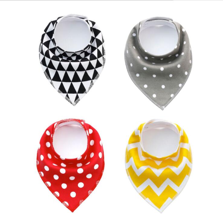 Lot de 4 bavoirs imprimés flèche vague triangle, accessoires bavoir bandana en coton pour bébé