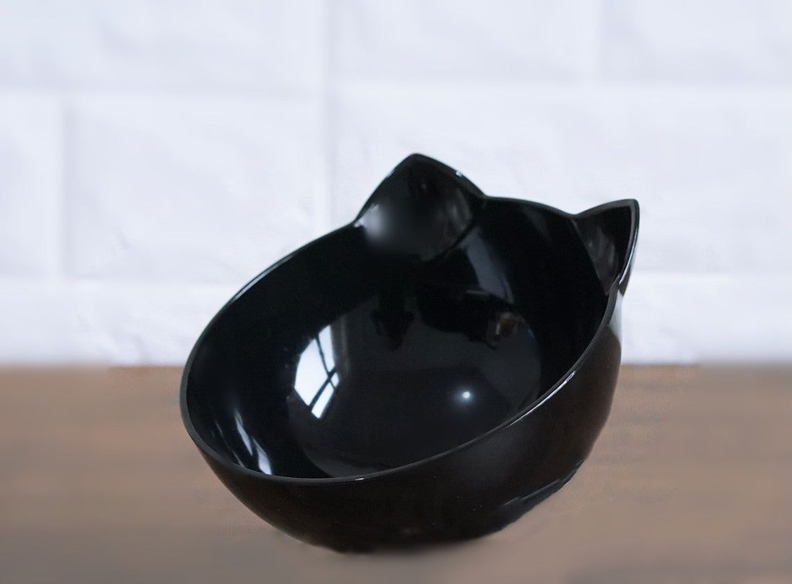 Nuevo cuenco inclinado para mascotas con orejas de gato, boca oblicua y transparente