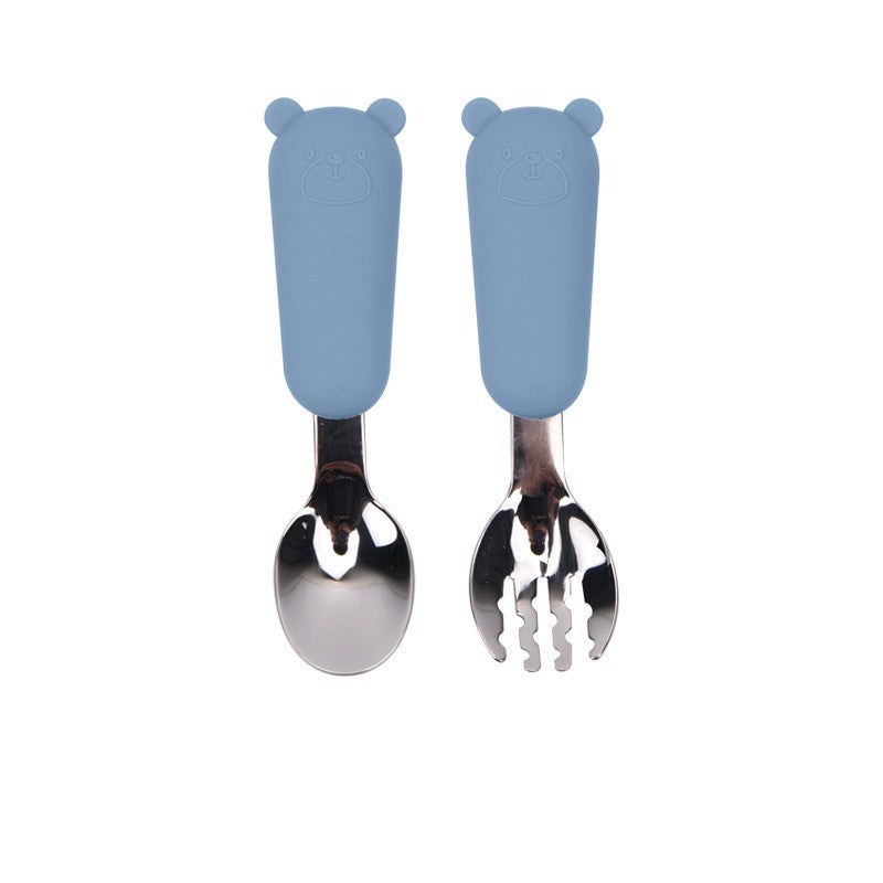 Cuillère Bébé en Silicone Ours de Dessin Animé Vaisselle pour Enfants