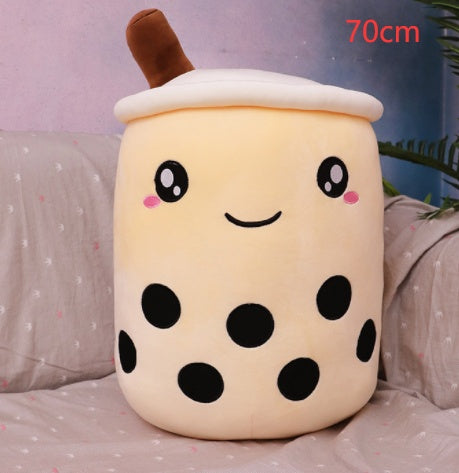 Peluche Boisson Fruitée Mignonne en Forme de Fraise Lait Thé Peluche Jouet Tasse à Thé Boba Oreiller Coussin Thé aux Perles Cadeau pour Enfants