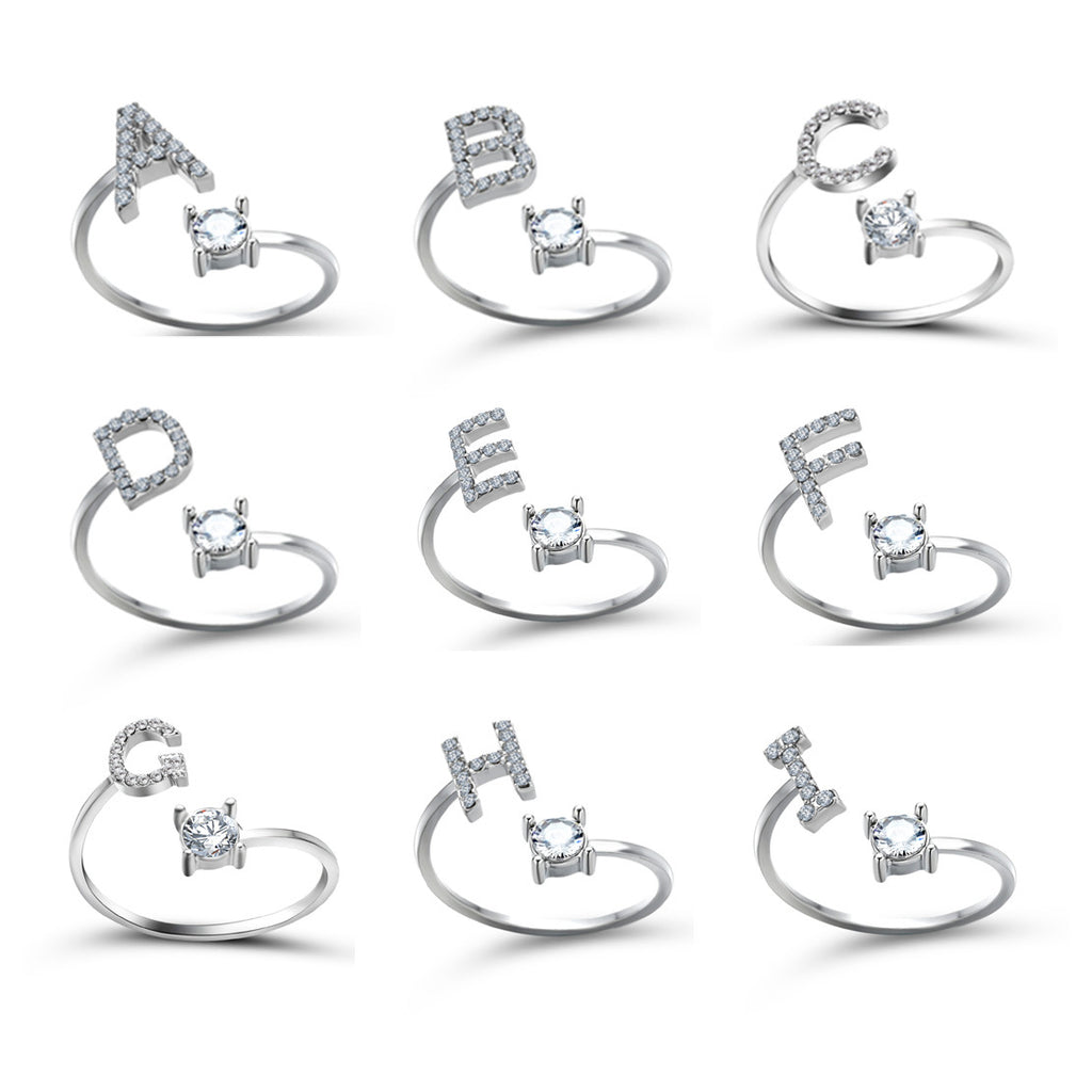 Nouvelle Bague Réglable Design 26 Lettres Initiales Bijoux Tendance Pour Femme Bijoux Simples et Élégants