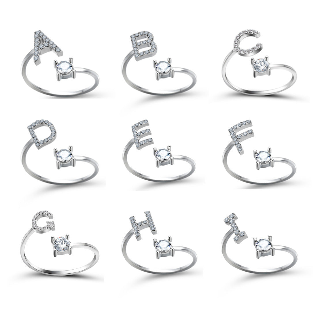 Nouvelle Bague Réglable Design 26 Lettres Initiales Bijoux Tendance Pour Femme Bijoux Simples et Élégants
