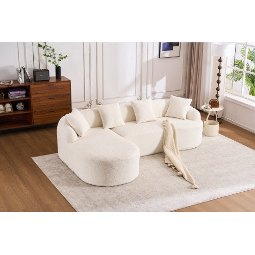 LuxeForm™ – Grey Compression Sofa with Chaise Lounge & 4 Pillows