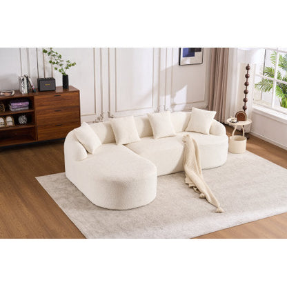 LuxeForm™ – Grey Compression Sofa with Chaise Lounge & 4 Pillows