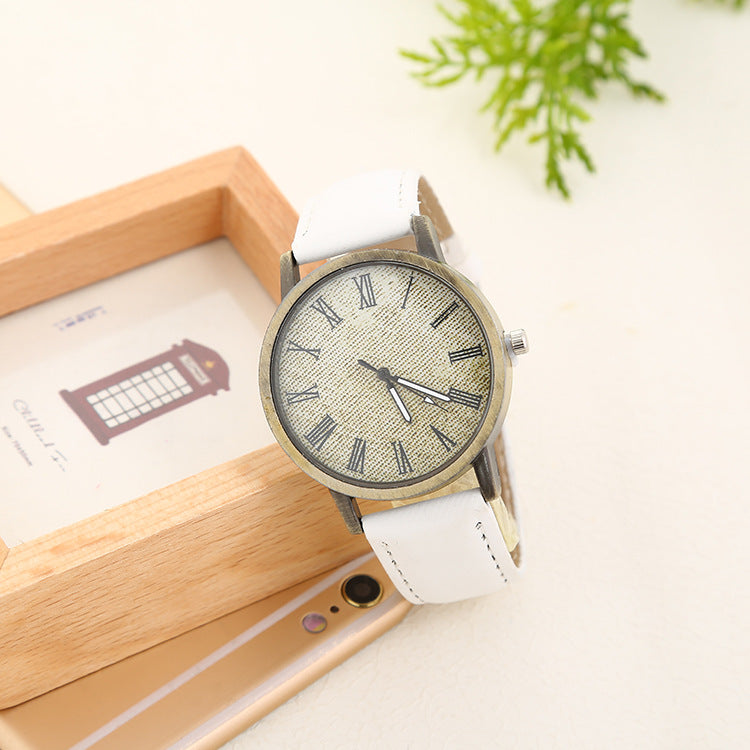Montre à Quartz Femme en Jean Décontractée avec Ceinture