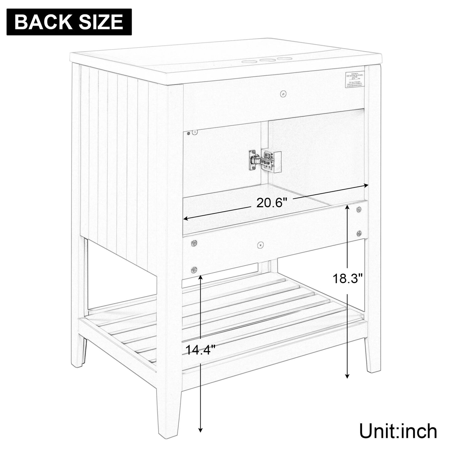24" White Modern Sleek Bathroom Vanity Elegant Ceramic Sink with Solid Wood Frame Open Style Shelf by eprolo