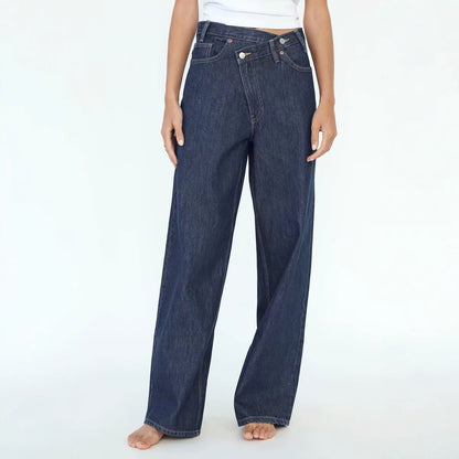 Jean large taille haute confortable, décontracté et polyvalent au quotidien