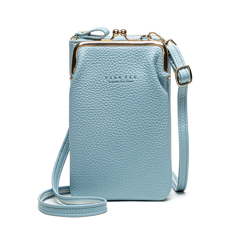 Bolso de Hombro Diagonal de Color Sólido con Patrón Lichi a la Moda