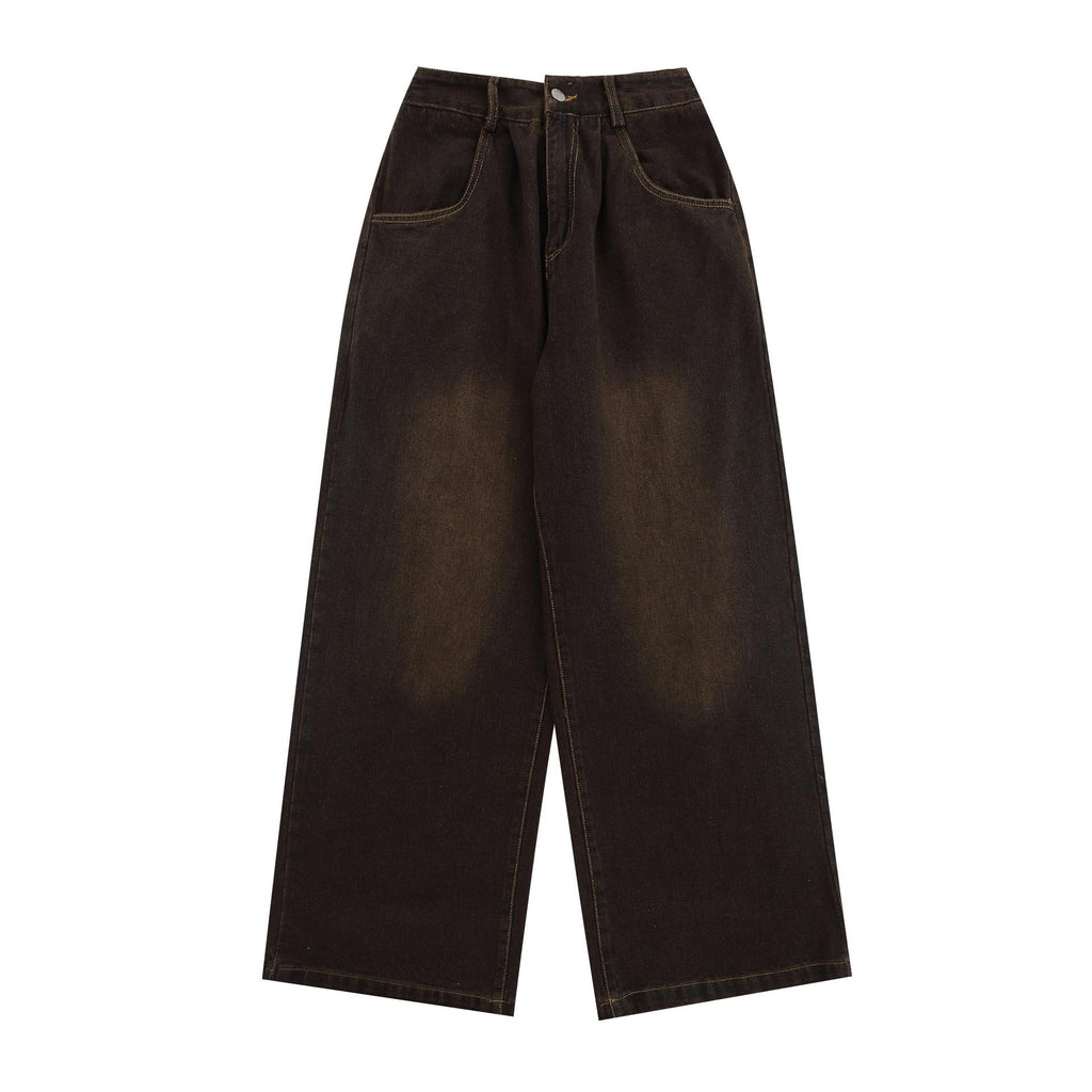 Washed curved knife jeans