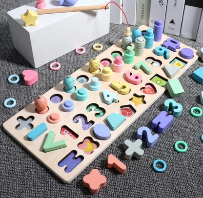 Jeu de puzzle 3D en bois pour enfants, alphabet et chiffres, jouet éducatif coloré avec lettres numériques géométriques