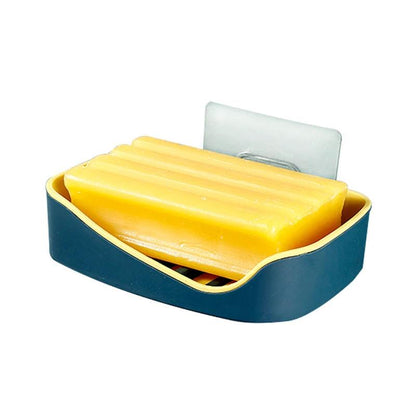 Contrast Color Drain Soap Box Double-Layer Storage Soap Box Bathroom Rack Strong Non-Marking Paste Soap Box by eprolo