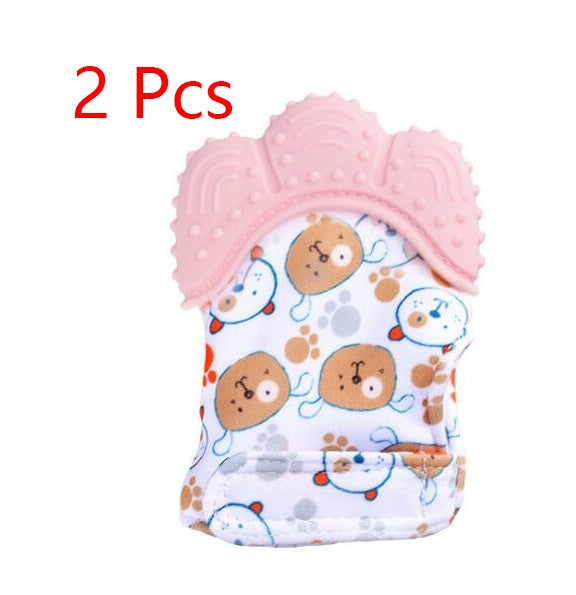 Anneau de dentition pour bébé, gants molaires en silicone anti-morsure, jouets sonores pour enfants