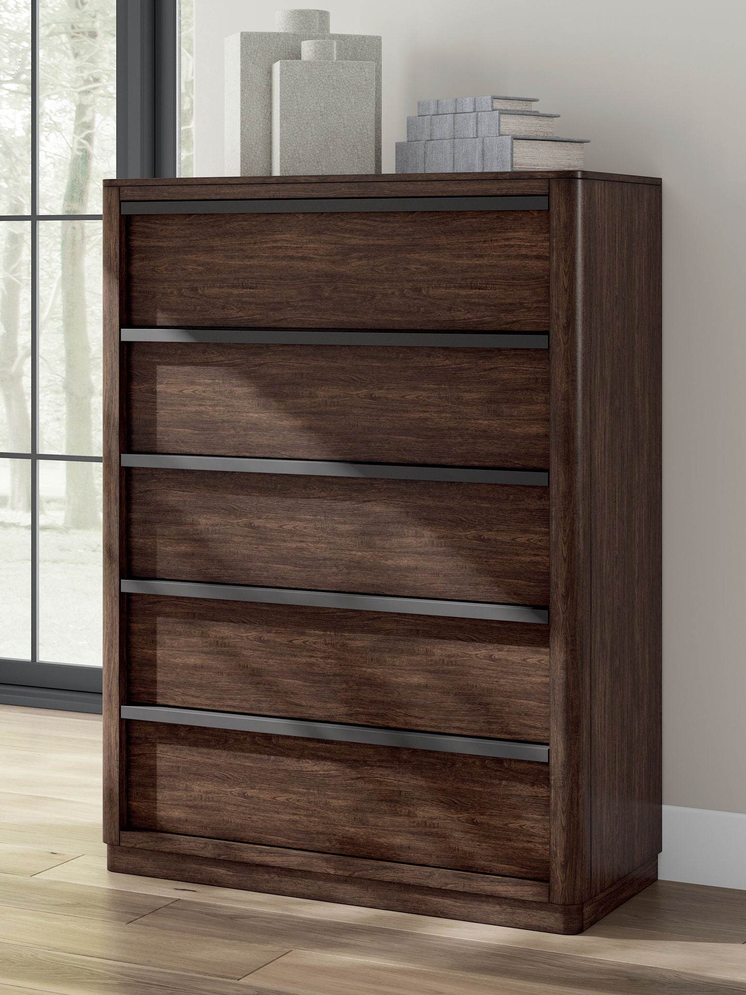 Signature Design by Ashley 5 Drawer Dark Brown Chest-1