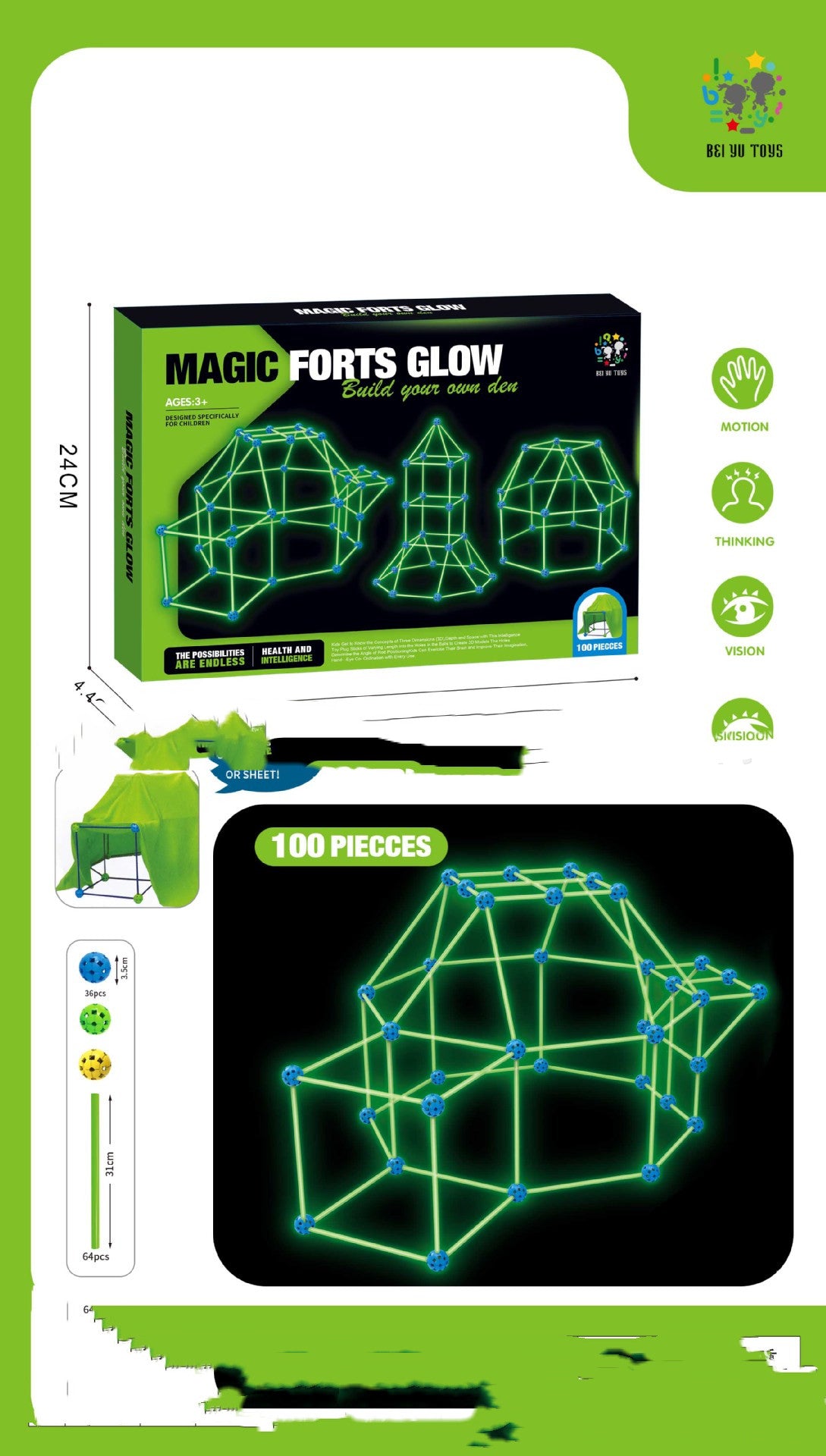 Kit de construction de cabanes Blocs de construction Tentes pour enfants Constructeur de forteresses Châteaux Tunnels Maison de jeu 3D à construire soi-même pour enfants Cadeau