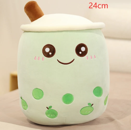 Peluche Boisson Fruitée Mignonne en Forme de Fraise Lait Thé Peluche Jouet Tasse à Thé Boba Oreiller Coussin Thé aux Perles Cadeau pour Enfants