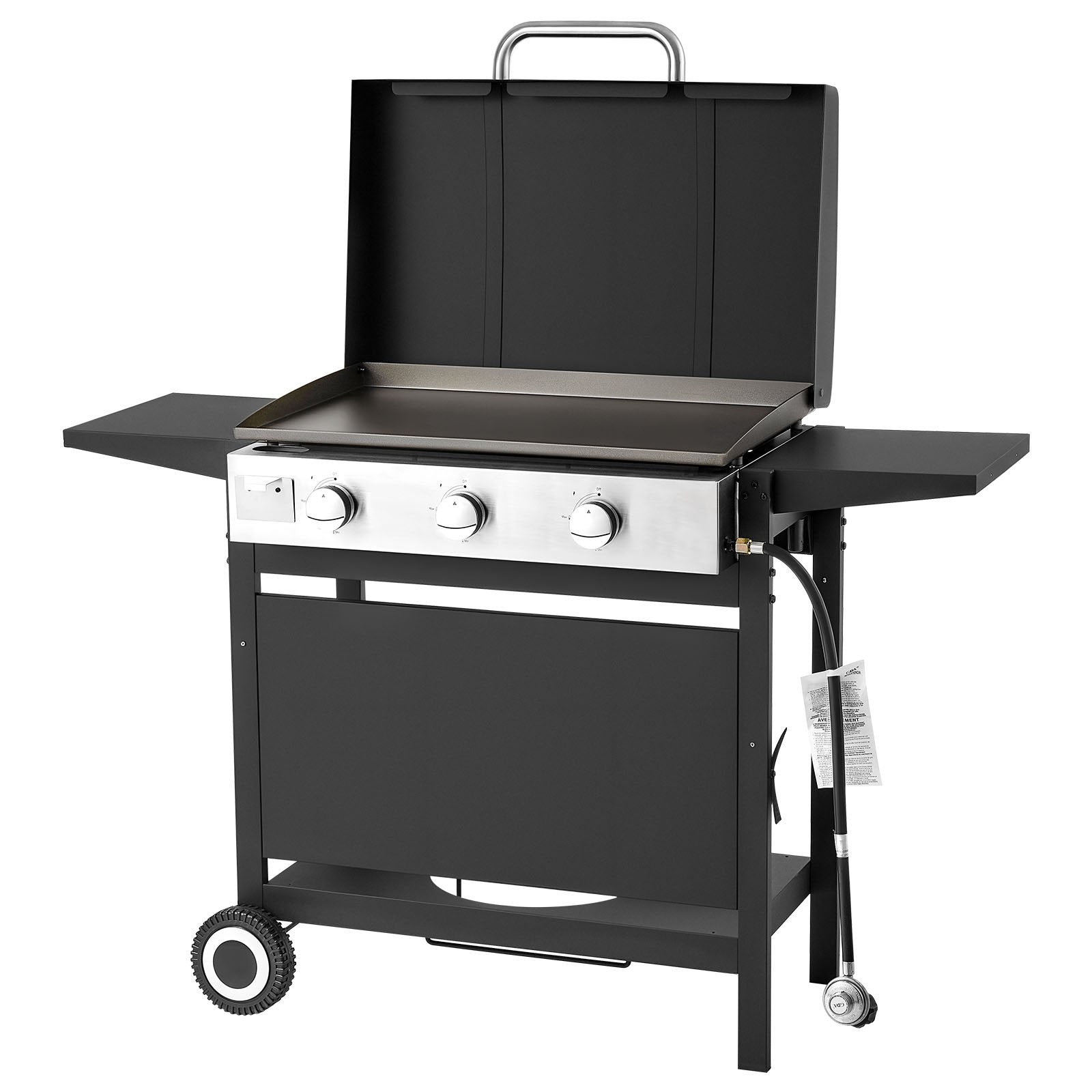 Plancha de gas, parrilla de superficie plana de 3 quemadores