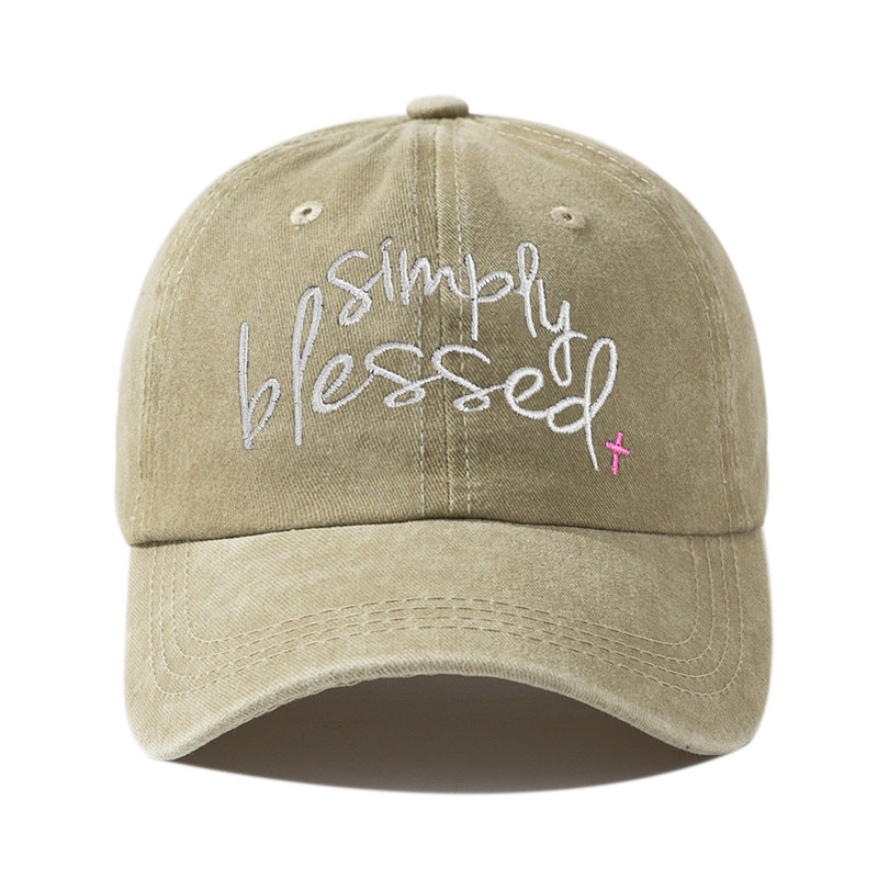 Casquette de baseball brodée de lettres anglaises à large bord «Simply Blessed»