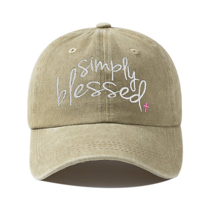 Casquette de baseball brodée de lettres anglaises à large bord «Simply Blessed»