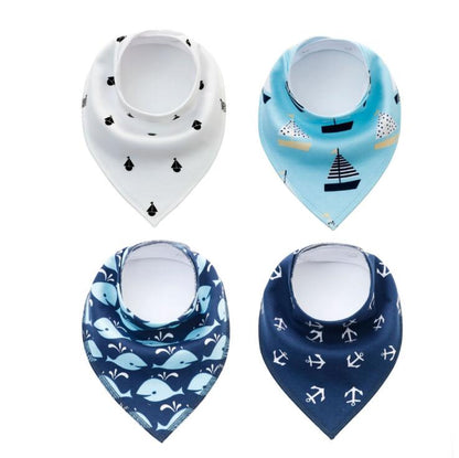 Lot de 4 bavoirs imprimés flèche vague triangle, accessoires bavoir bandana en coton pour bébé