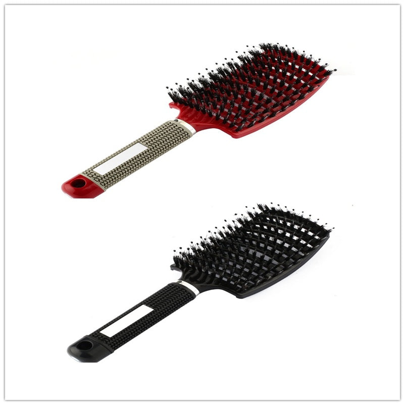 Cepillo para el cabello antinudos Brushy, desenredante para mujer, cerdas de nailon, masajeador de cuero cabelludo, peine para el cabello