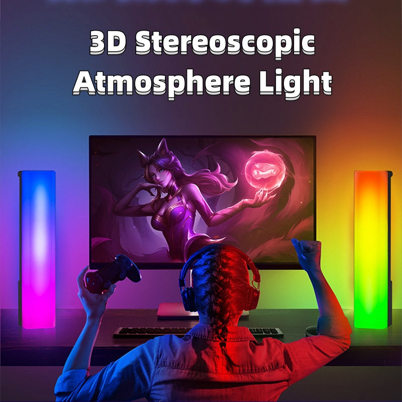 Lámpara de ambiente de mesa RGB 3D con captación de luz, colorida, activada por voz y música, luz rítmica, decoración para el hogar para juegos de PC, para regalos de Navidad