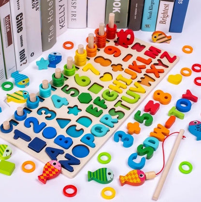 Jeu de puzzle 3D en bois pour enfants, alphabet et chiffres, jouet éducatif coloré avec lettres numériques géométriques