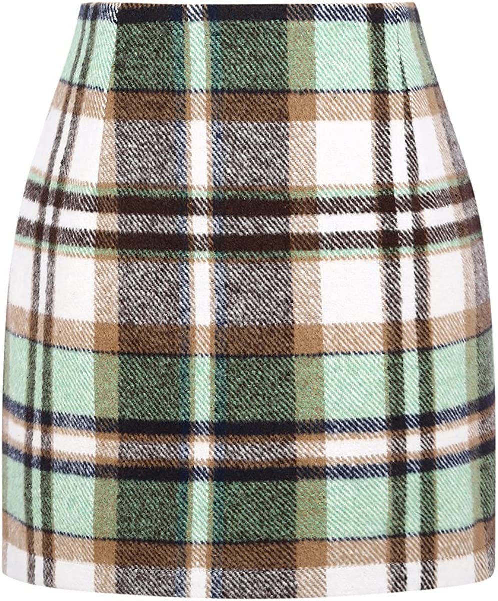 Mini-jupe crayon moulante en laine à carreaux taille haute pour femme