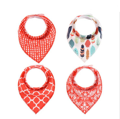 Lot de 4 bavoirs imprimés flèche vague triangle, accessoires bavoir bandana en coton pour bébé