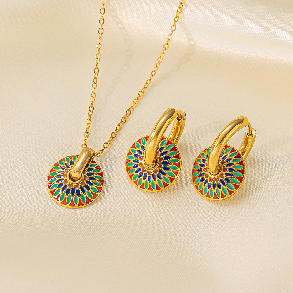 Juego de joyas de acero inoxidable para mujer: collar y pendientes