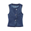Ensemble gilet en jean avec ceinture et pantalon en jean pour femme