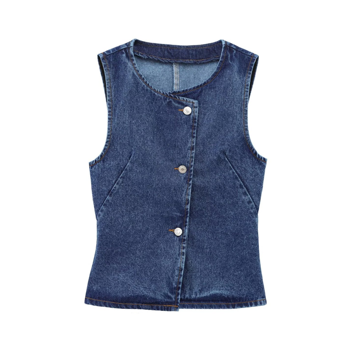 Ensemble gilet en jean avec ceinture et pantalon en jean pour femme
