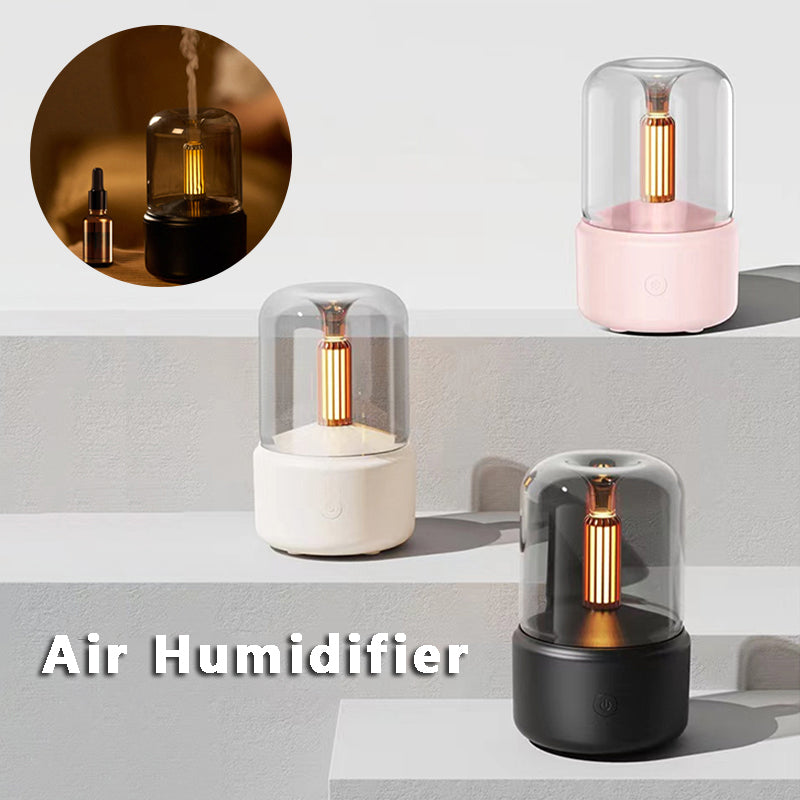 Humidificateur d'Ambiance Lumière Bougie Diffuseur d'Arômes Portable
