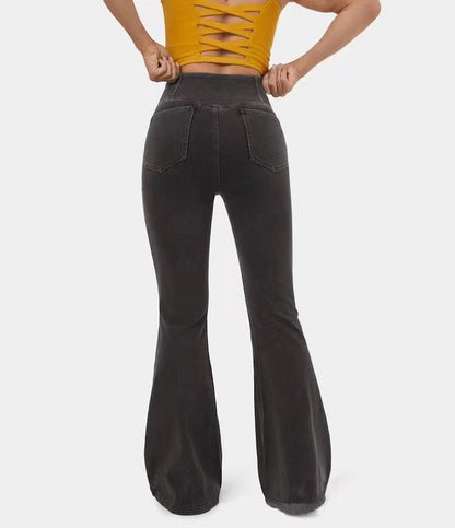Pantalon évasé en jean haute imitation, transfrontalier, taille haute, pour femmes européennes et américaines