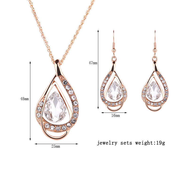Parure collier boucles d'oreilles rétro deux pièces