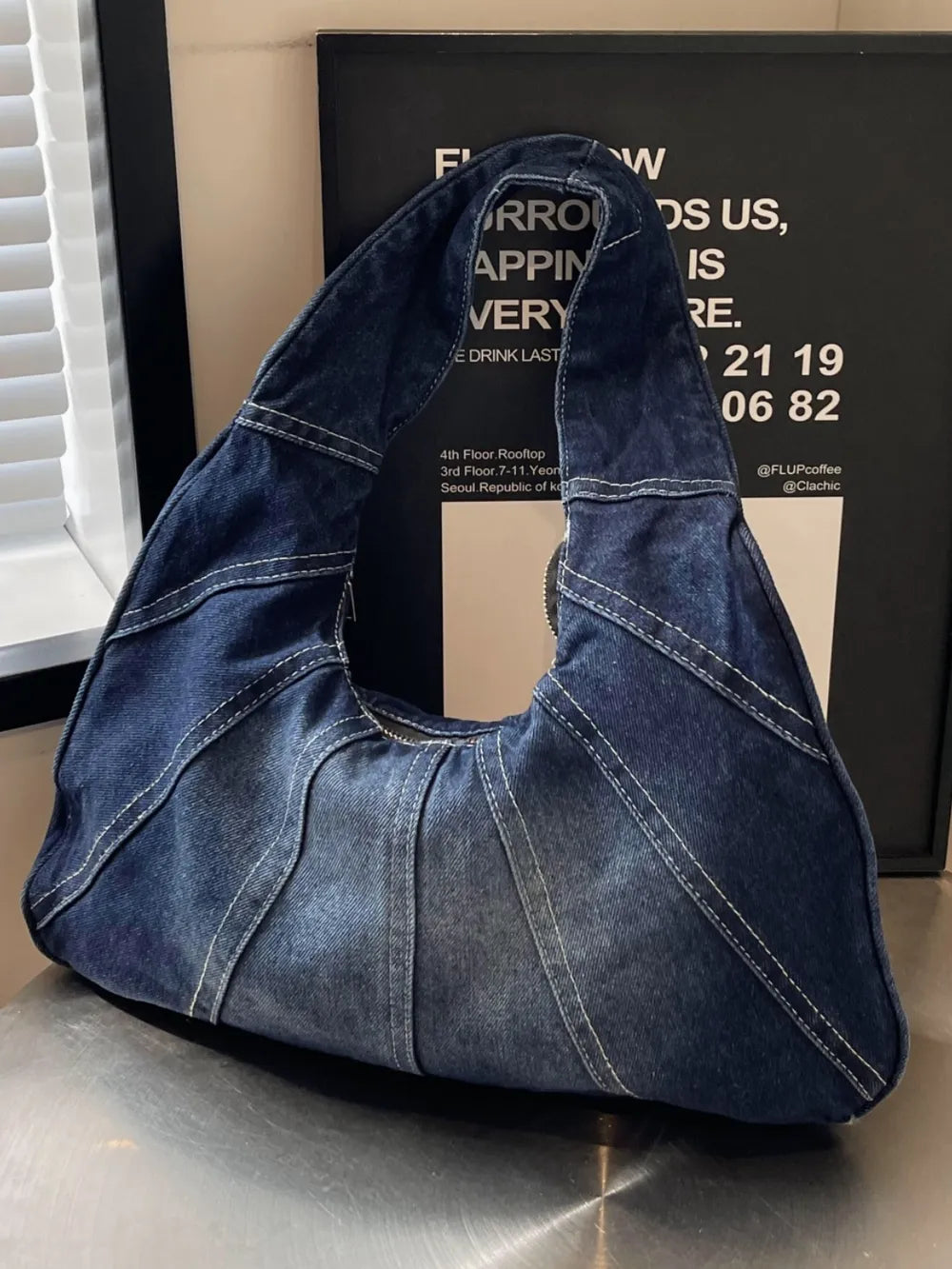 Bolso de hombro vaquero en forma de media luna