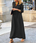 Vestido camisero de manga larga a la moda suelto con cuello en V vestidos largos ropa de primavera y otoño para mujer