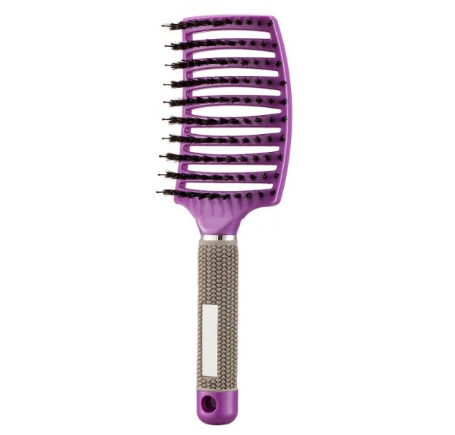 Cepillo para el cabello antinudos Brushy, desenredante para mujer, cerdas de nailon, masajeador de cuero cabelludo, peine para el cabello