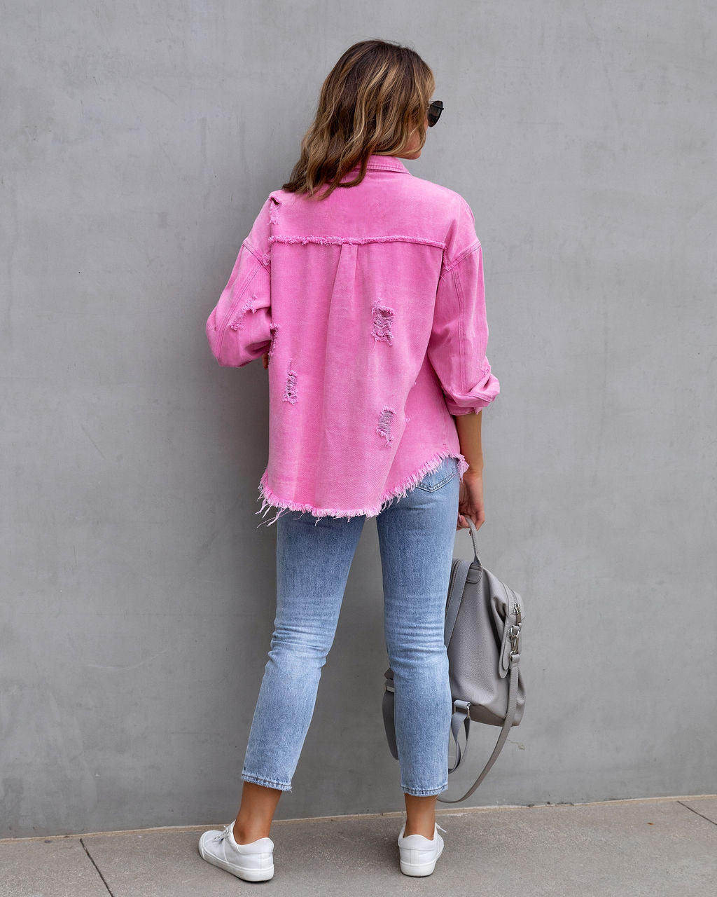 Moda Rasgada Camisa Chaqueta Mujer Otoño Y Primavera Tops Casuales Ropa De Mujer
