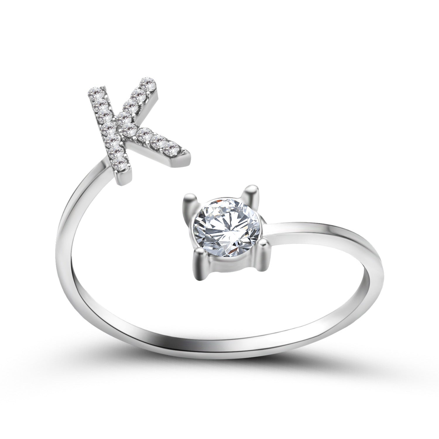 Anillo ajustable de nuevo diseño con 26 letras iniciales, joyería de moda para mujer, joyería simple y elegante