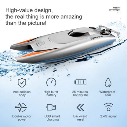 Bateau télécommandé électrique haute vitesse, bateau de course, batterie grande capacité 7.4V, 2 canaux 2.4G, bateaux télécommandés pour enfants