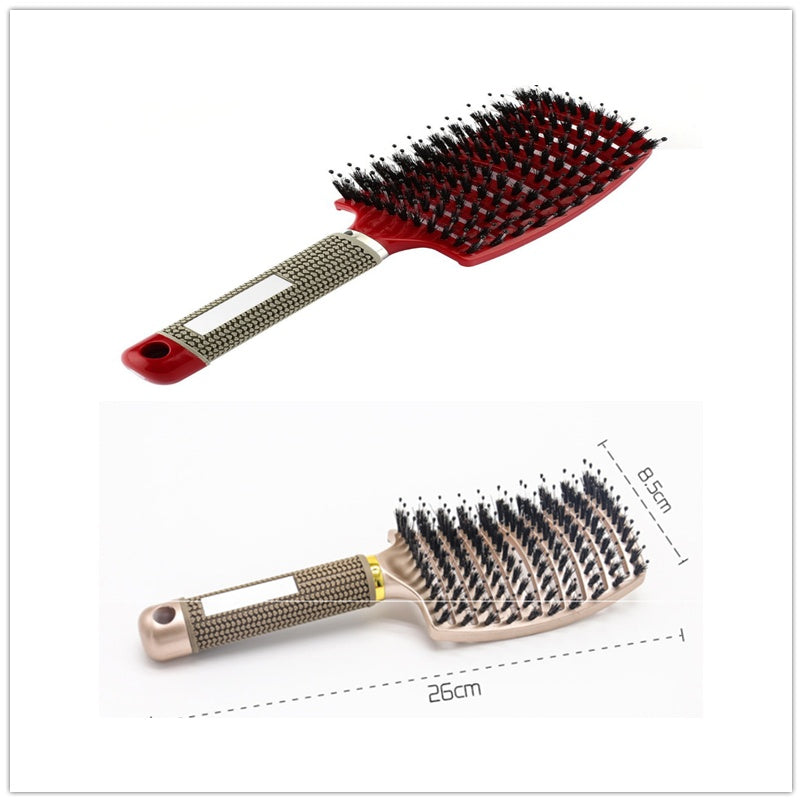 Cepillo para el cabello antinudos Brushy, desenredante para mujer, cerdas de nailon, masajeador de cuero cabelludo, peine para el cabello
