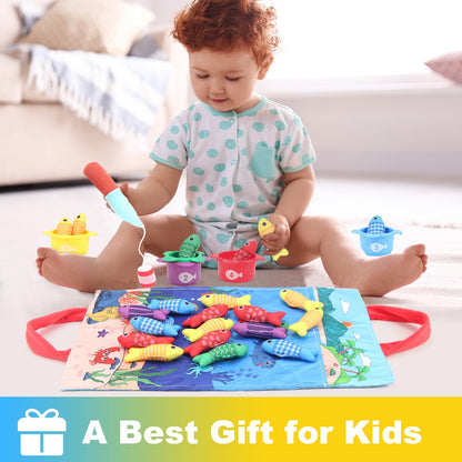 Jouets de Pêche Bébé en Tissu 3D Rampant Éveil Éducatif Précoce