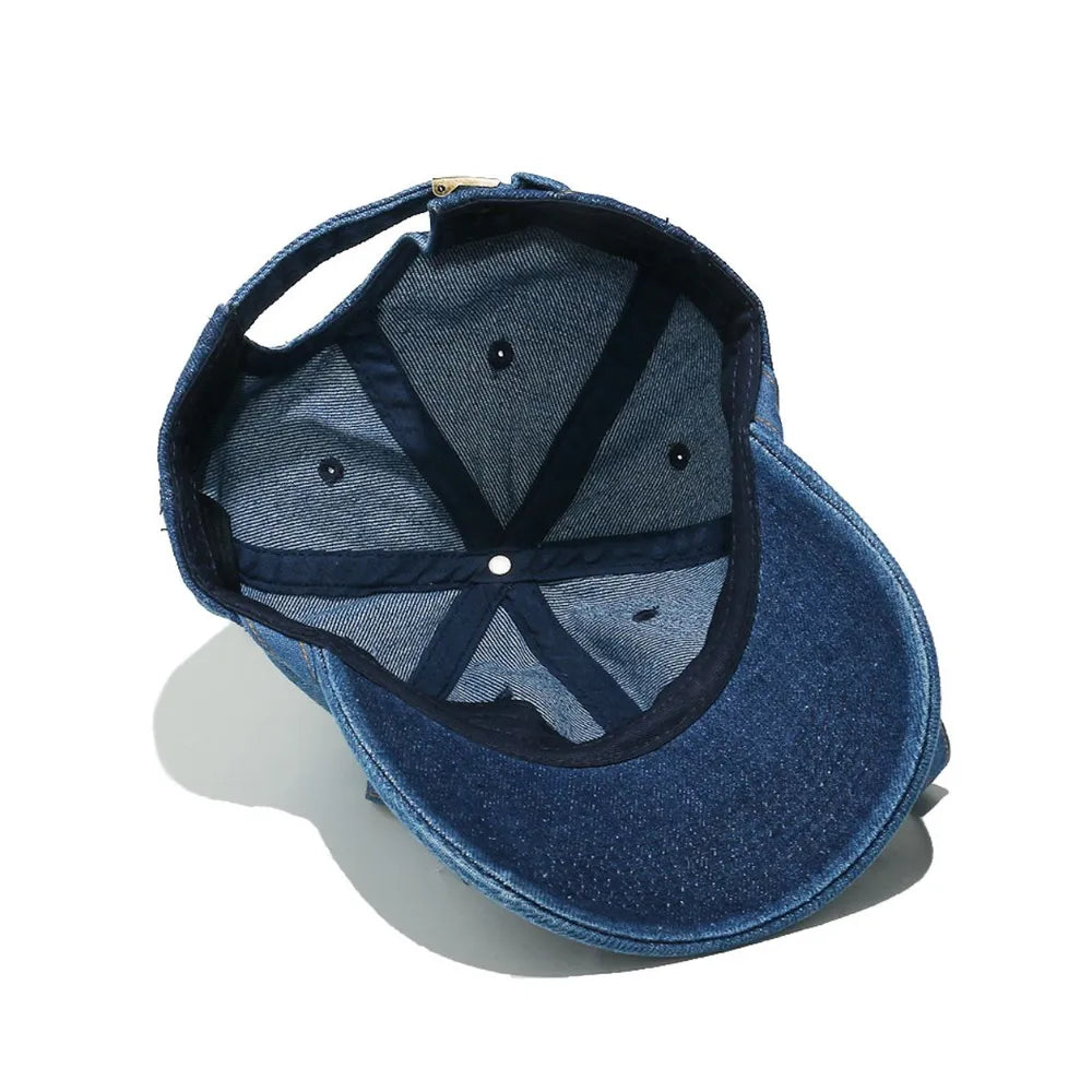 Gorra de béisbol de tela vaquera lavada con lazo