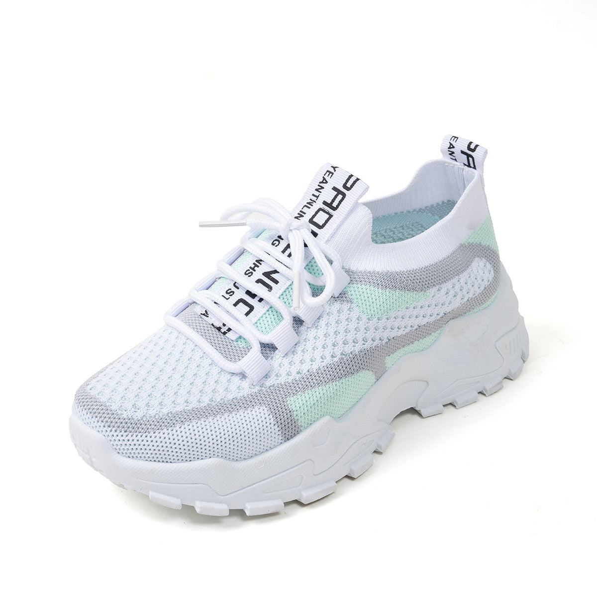 Zapatillas de malla Flyknit para mujer, transpirables, con cordones, para caminar, correr, informales