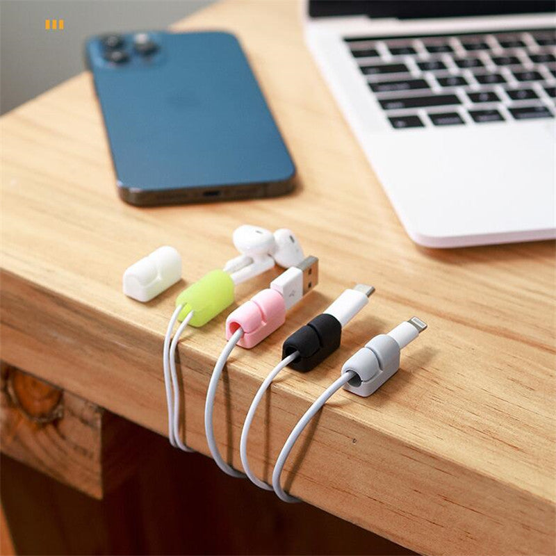 Sujetacables Organizador de Cables de Silicona Procesador USB Enrollador de Escritorio Clip de Gestión Ordenada Protector de Cables Enrollador